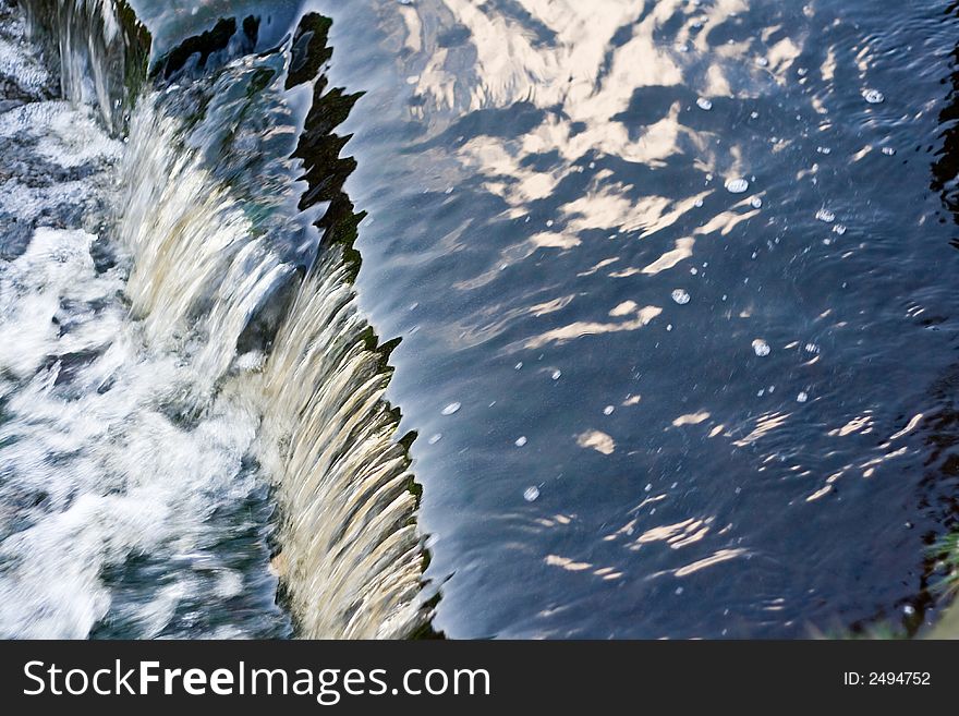 Running water in a stream on the Yorkshire moors around Ogden Moor