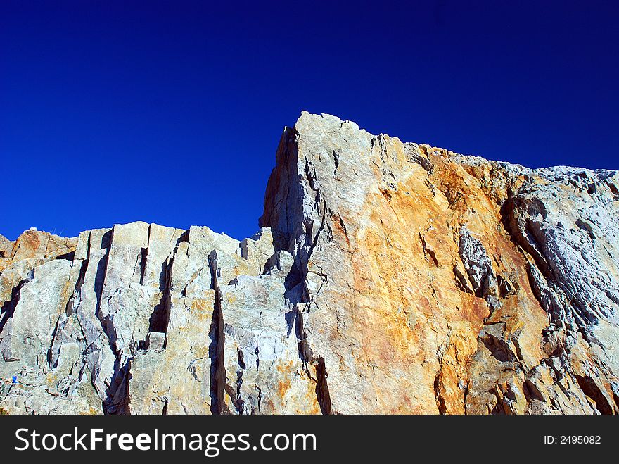 Beautiful stone on the blue sky background