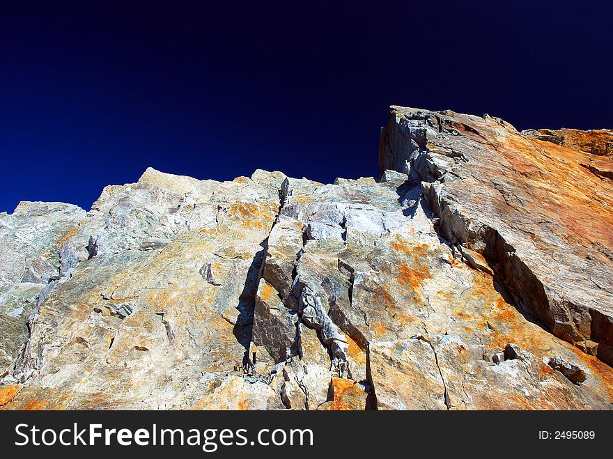 Beautiful stone on the blue sky background