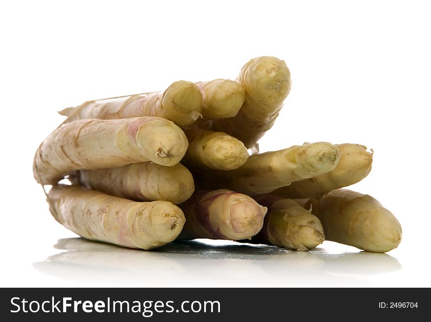 White asparagus isolated  over white background
