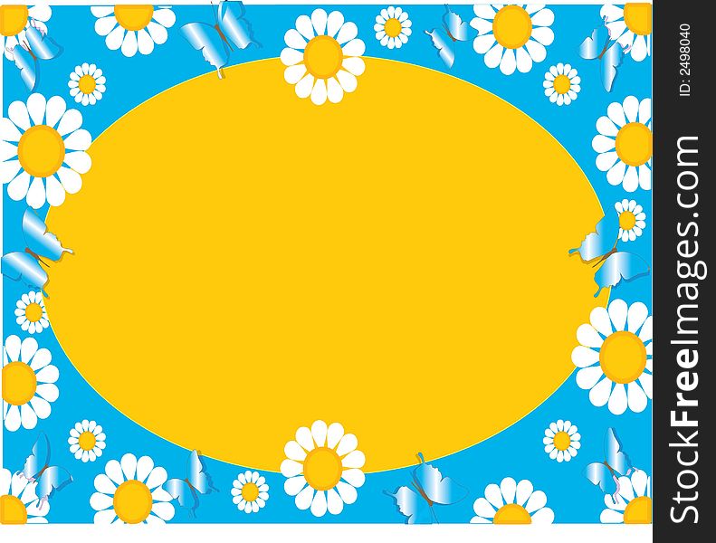 Floral Daisy background with a yellow oval