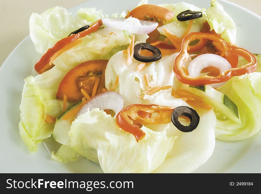 Fresh Vegetable Salad on white plate