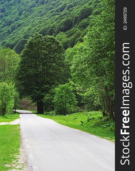 Mountain road close to Rila Monastery, Bulgaria