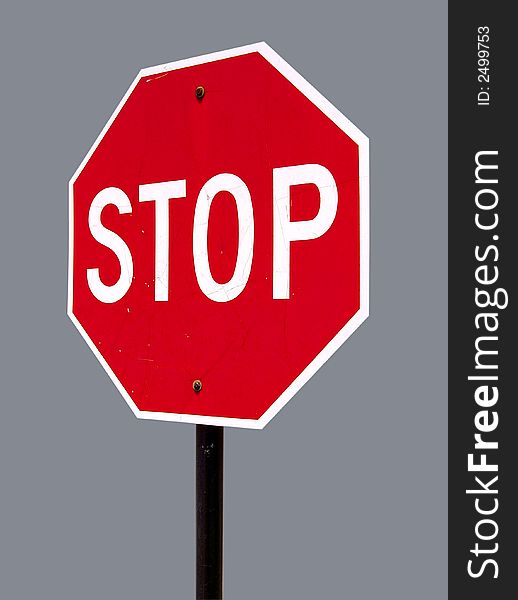 A high quality metal stop sign close up image. A high quality metal stop sign close up image