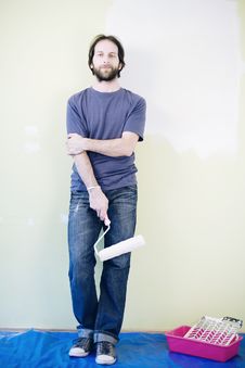 Man With Paint Roller Stock Photos Man With Paint Roller Stock Photos