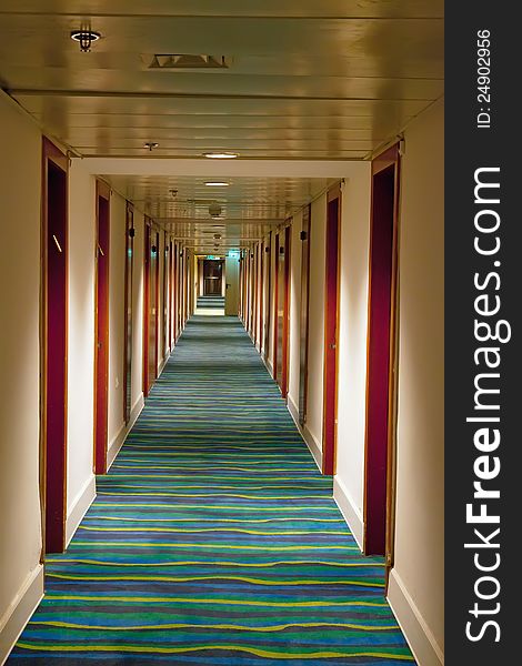 Long corridor in modern hotel. Long corridor in modern hotel