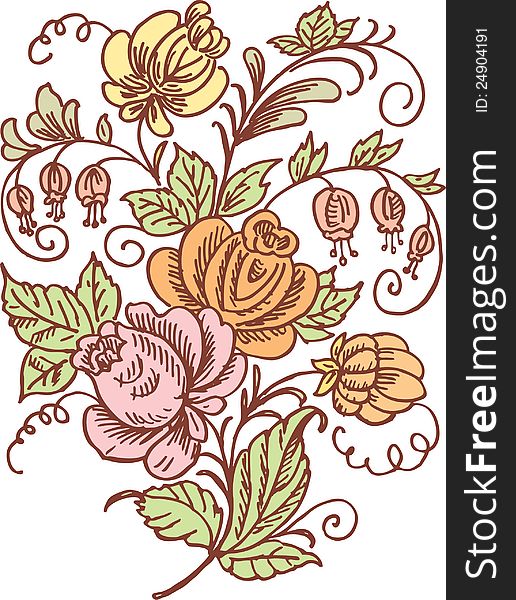 Vector drawing of a decorative bouquet. Vector drawing of a decorative bouquet.