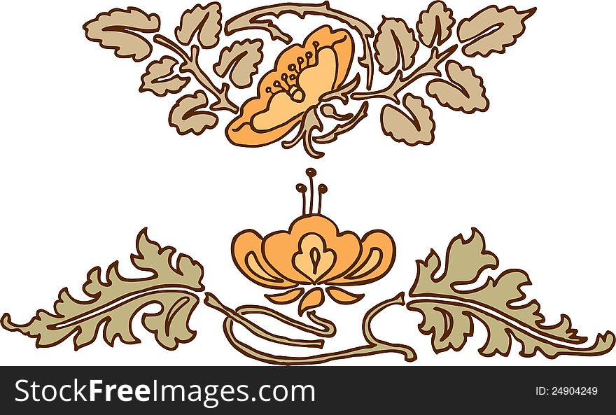 Vector image of ancient floral elements.