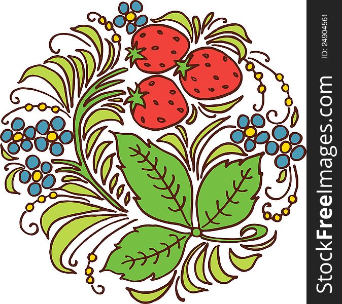 Vector image of a floral composition with a berries and flowers. Vector image of a floral composition with a berries and flowers.