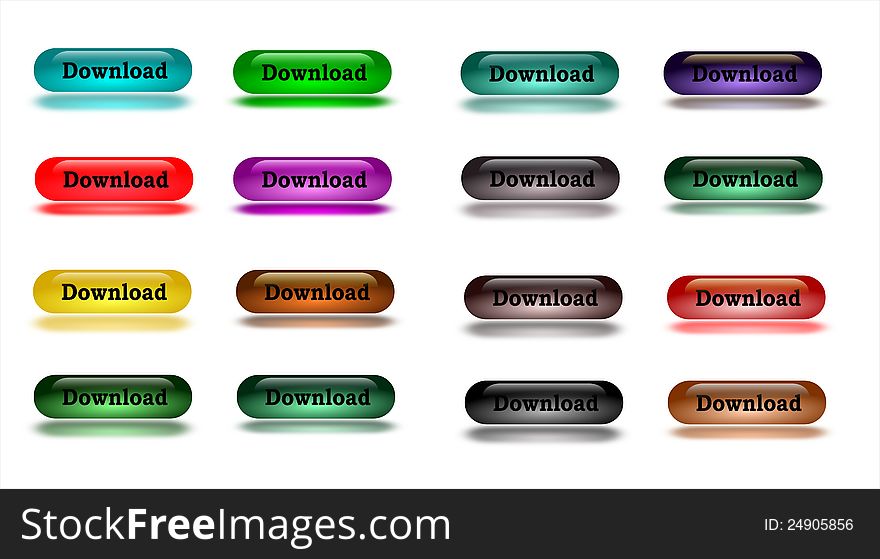 An illustration of colorful download buttons.