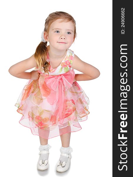 Portrait of cute smiling little girl in princess dress isolated. Portrait of cute smiling little girl in princess dress isolated