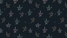 Seamless  Pattern With Colorful Stars And Dots. Festive Print On Dark Background. Hand Drawn Doodle Pattern For Satationery, Royalty Free Stock Photography