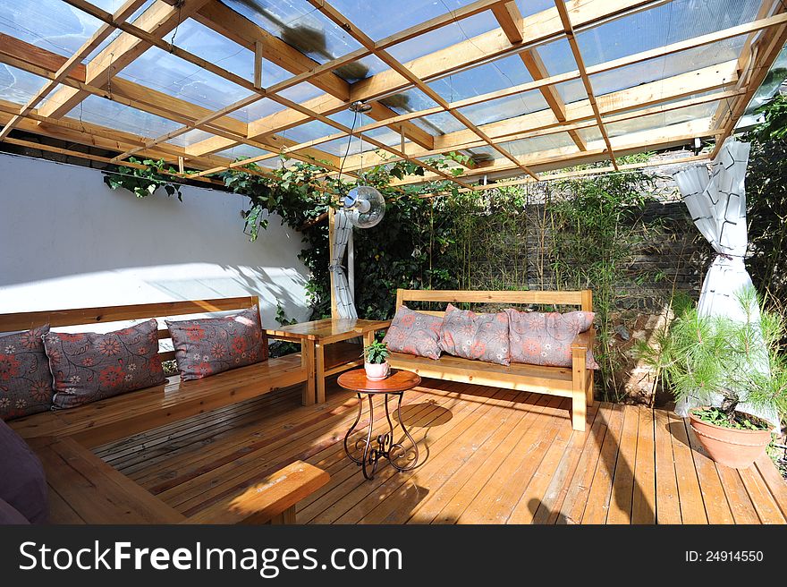 A garden teahouse in Lijiang of China.