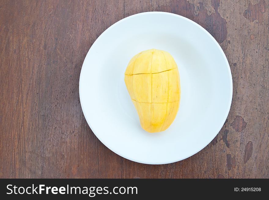 The mango on white Plate