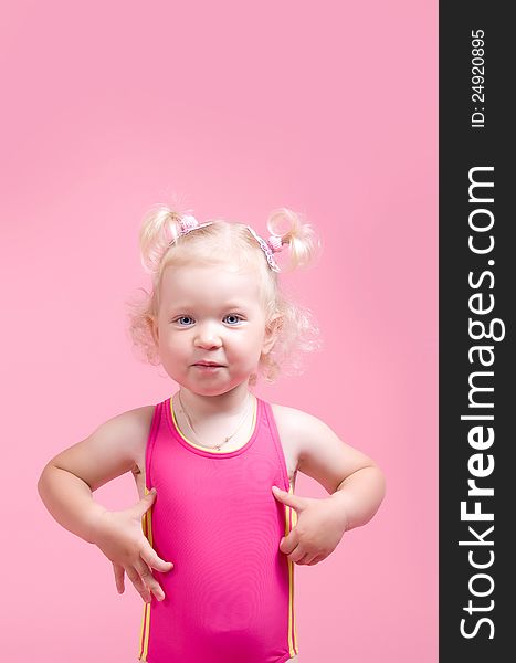 Portrait Of A Girl In A Pink Bathing Suit