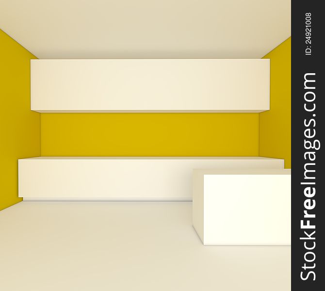 Empty interior design for kitchen room with yellow wall. Empty interior design for kitchen room with yellow wall.