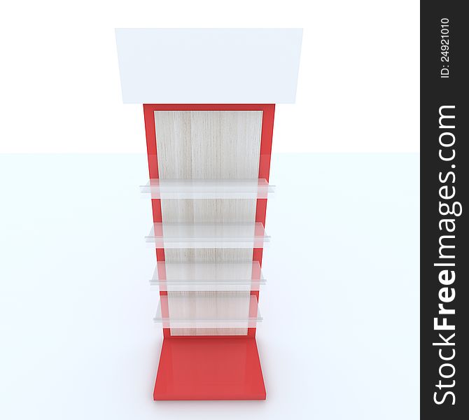 Color red shelf design on white background. Color red shelf design on white background.