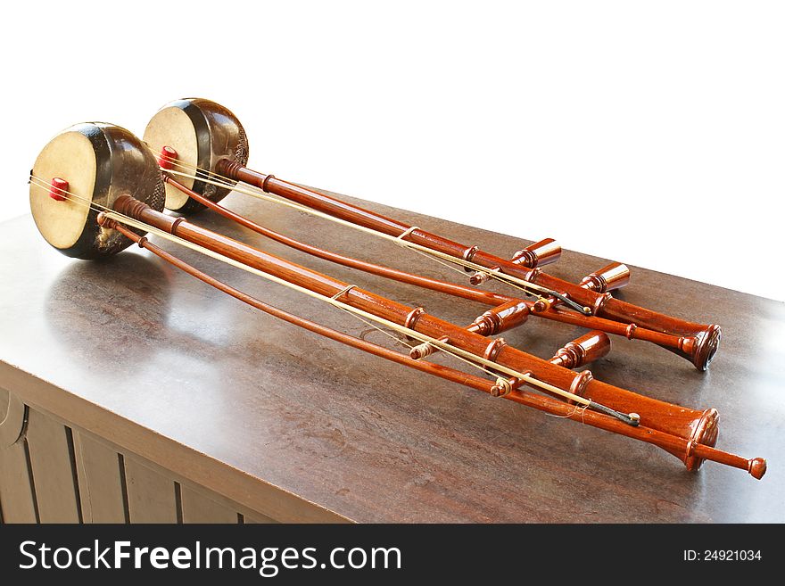 Two Thai old fashioned fiddle musical instrument. Two Thai old fashioned fiddle musical instrument