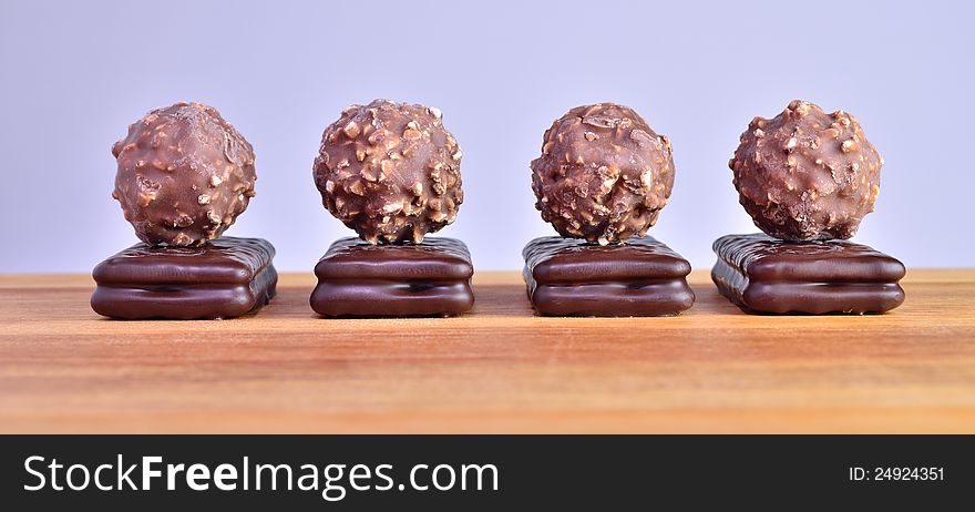 Chocolate biscuits and chocolate nutty balls. Chocolate biscuits and chocolate nutty balls.