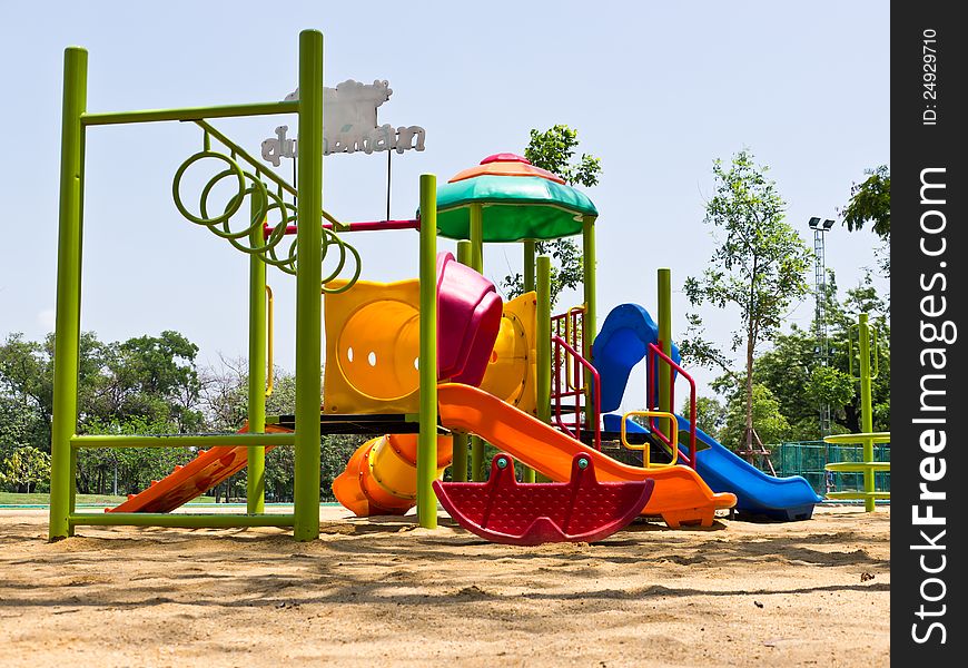 Colorful children playground in park