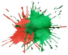Red And Green Blots Of Watercolor Paint Stock Images