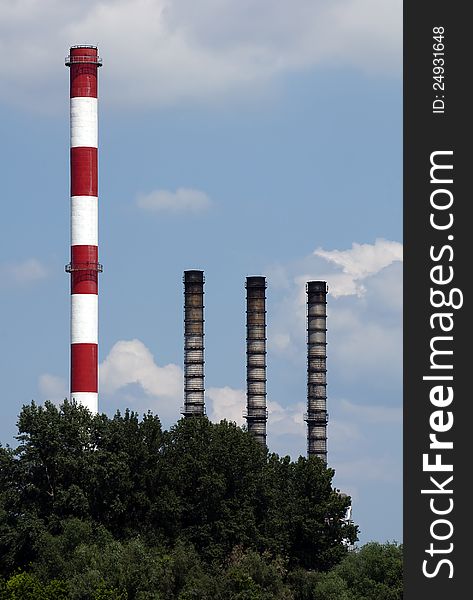 Chimneys of heating plant in Belgrade,Serbia. Chimneys of heating plant in Belgrade,Serbia