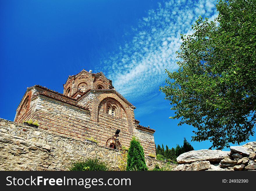 Church St. John/Jovan Kaneo at the top of the hill in Ohrid lake, Macedonia