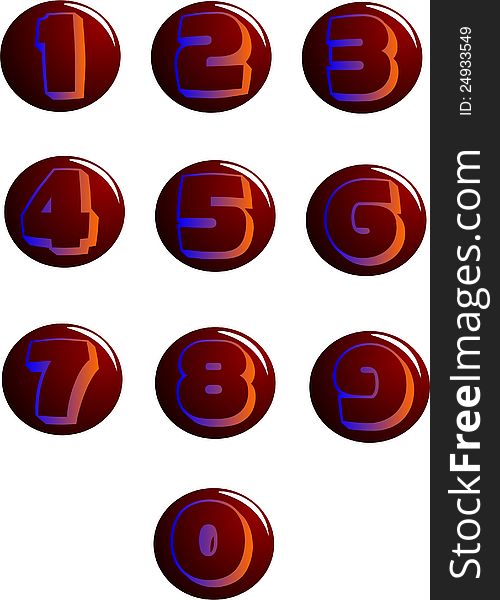 Numerical colorful sphere one to zero. Numerical colorful sphere one to zero