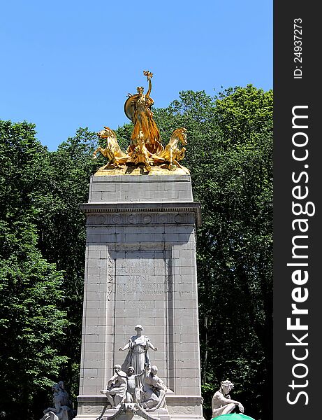 A statue dedicated to the seamen that lst their lives in the Maine, located at the lower west side corner of Central Park New York City. A statue dedicated to the seamen that lst their lives in the Maine, located at the lower west side corner of Central Park New York City