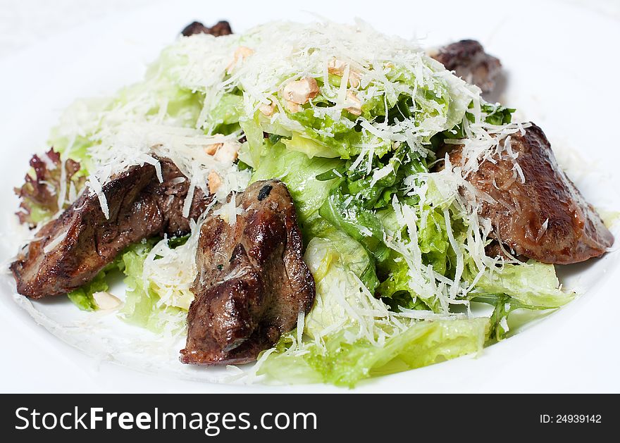 Fried Liver With Green Salad