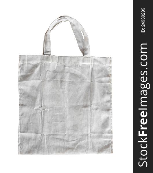 White cotton bag on white isolated background