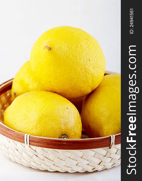 Lemon close up in white background