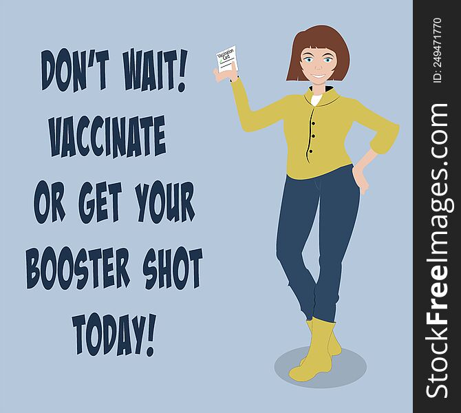 Cartoon Vector Community Outreach Promoting Vaccinations and Booster Shots