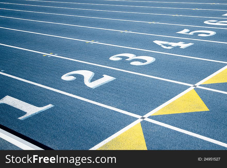 Numbered tracks at the track-and-field stadium. Numbered tracks at the track-and-field stadium
