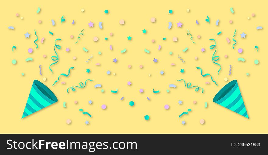 Confetti. Festive illustration. Party popper