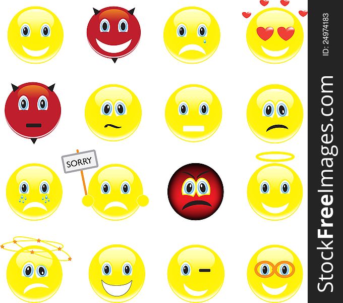 Stock Illustration - emoticons, emotion icons. Stock Illustration - emoticons, emotion icons.