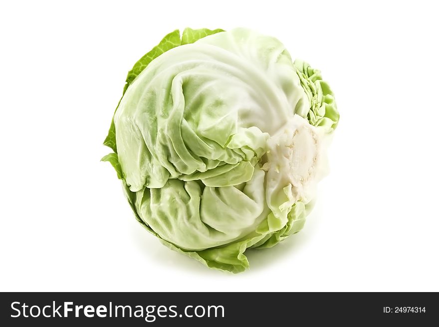 Raw cabbage on white background