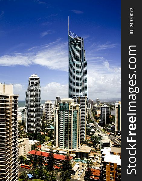 View of Q1 Tower in Gold Coast, Australia. View of Q1 Tower in Gold Coast, Australia.