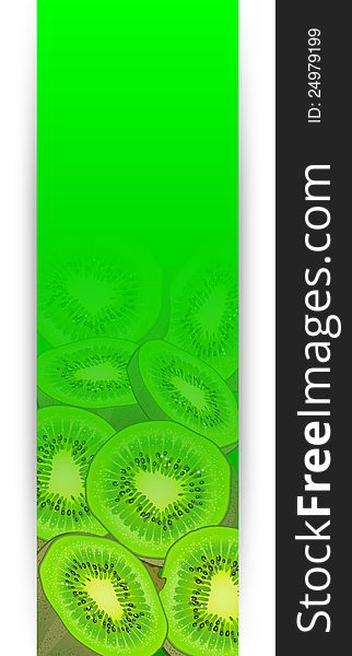 Banners with  kiwi fruits on green background, vector illustration. Banners with  kiwi fruits on green background, vector illustration