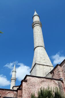 The Minaret Of Hagia Sophia, Istanbul. Stock Photography