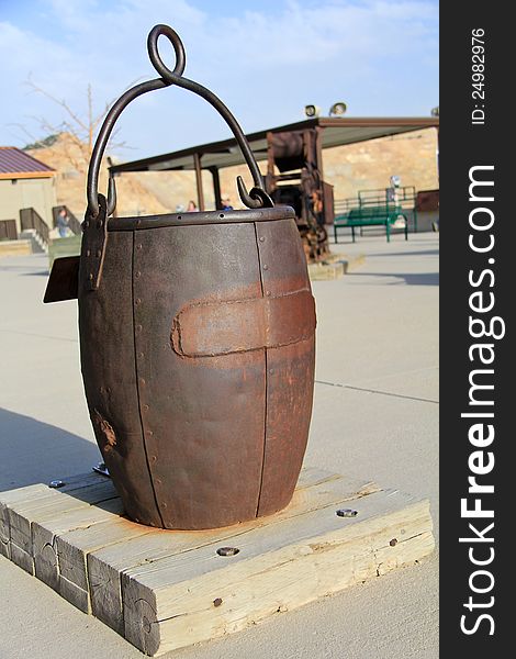 Image of an old ore bucket from mining days past