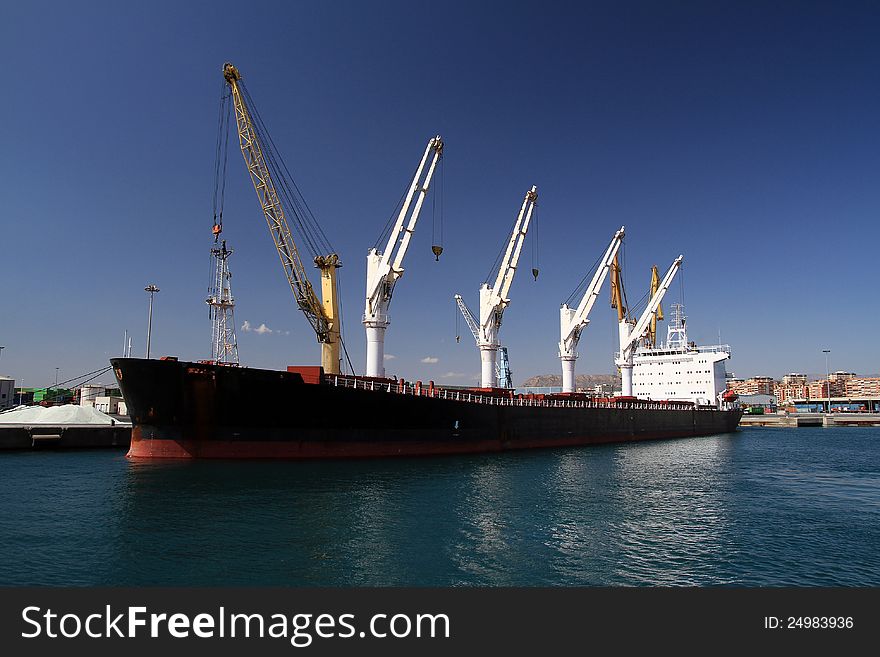 Bullcarrier tied up in the port of Alicante