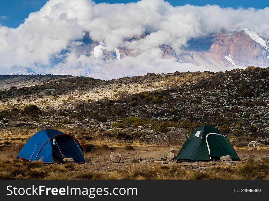 Tent camp on mount Kilimanjaro