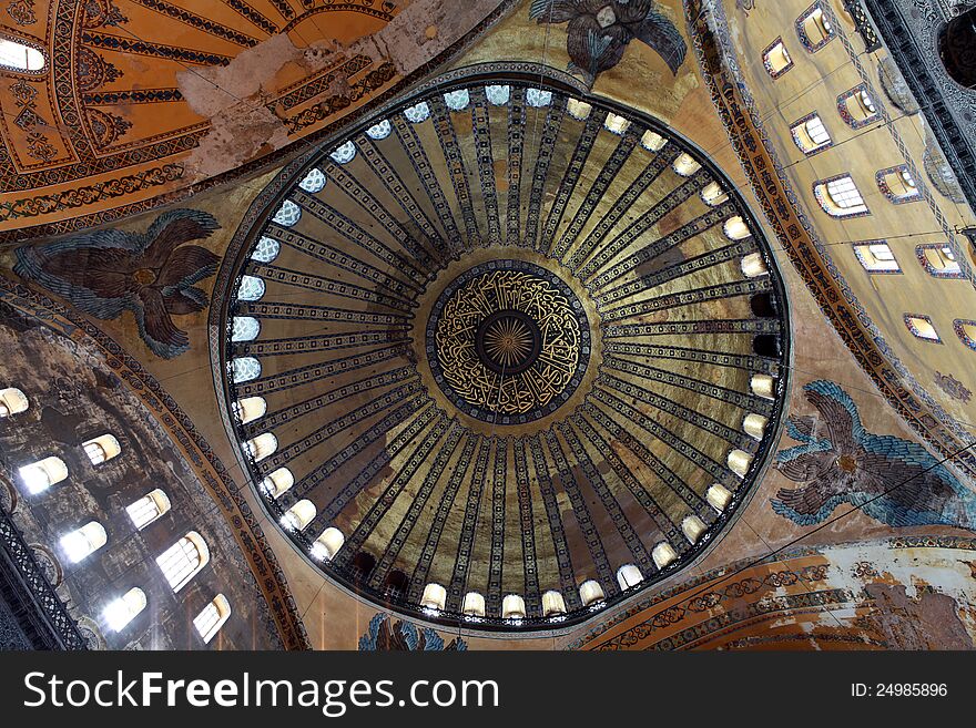 The Dome of Hagia Sophia Church or Hagia Sophia Museum, Istanbul. The Dome of Hagia Sophia Church or Hagia Sophia Museum, Istanbul.