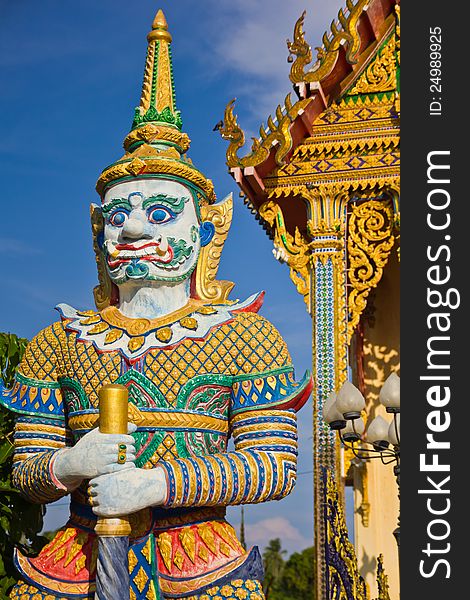 A colorful legend giant statue in the temple