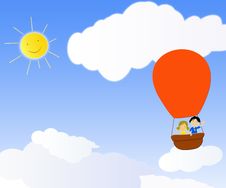 Children In A Hot Air Balloon Royalty Free Stock Photography Children In A Hot Air Balloon Royalty Free Stock Photography