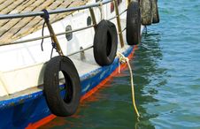 Motorboat With Mooring Rope Stock Photos