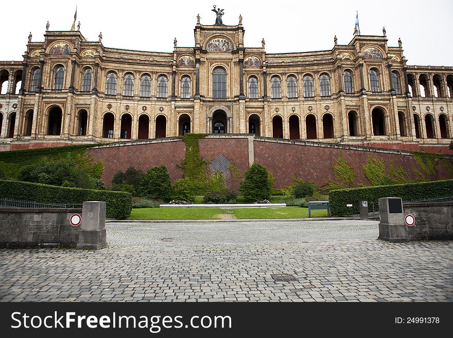 Large, gold painted mansion in Munich, Germany