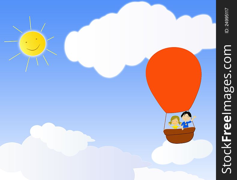 Children In A Hot Air Balloon