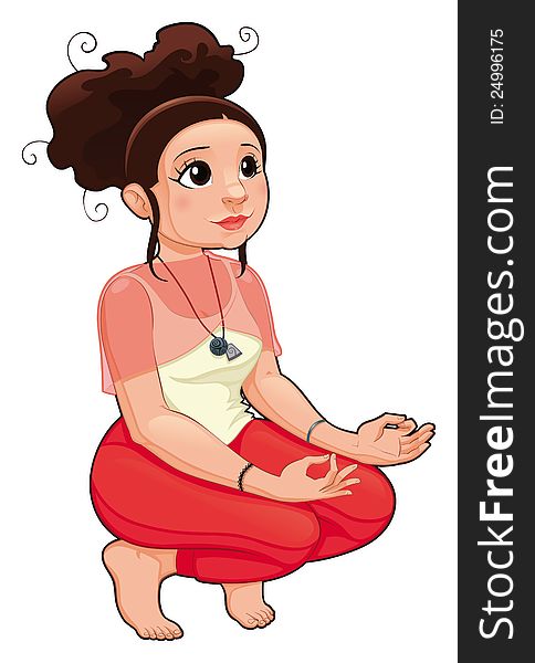 Yoga Position. Funny cartoon and vector isolated illustration.